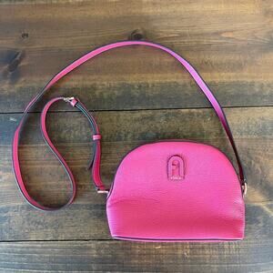 Furla Atena Shock G Pink Leather Crossbody Bag Preppy Barbie 7"x9"